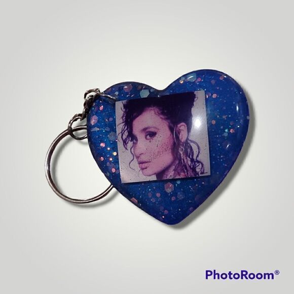 Kehlani Blue Glitter Heart Keychain - Picture 8 of 13